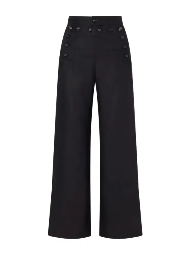 Sailor Cropped Linen High-rise Wide-leg Pants