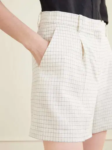 Theory Fluid Checked Linen-blend Shorts | Thumbnail 4 Theory Fluid Checked Linen-blend Shorts | Thumbnail 4
