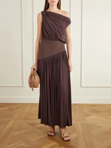 Abadia Gwen One-shoulder Asymmetric Draped Jersey-trimmed Stretch-bamboo Maxi Dress | Thumbnail 2