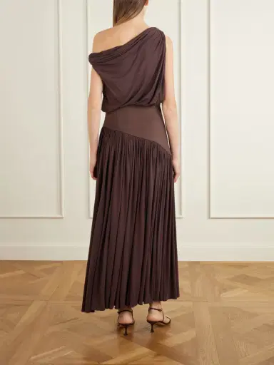 Abadia Gwen One-shoulder Asymmetric Draped Jersey-trimmed Stretch-bamboo Maxi Dress | Thumbnail 3