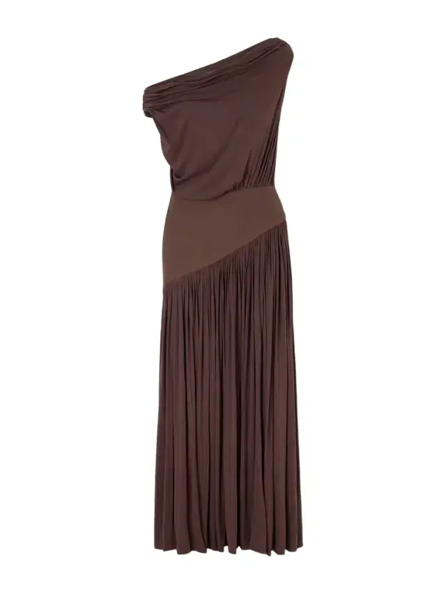 Gwen One-shoulder Asymmetric Draped Jersey-trimmed Stretch-bamboo Maxi Dress