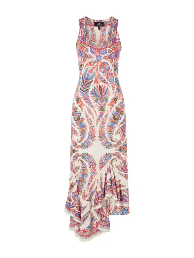Cut-out Paisley-print Satin-jersey Midi Dress
