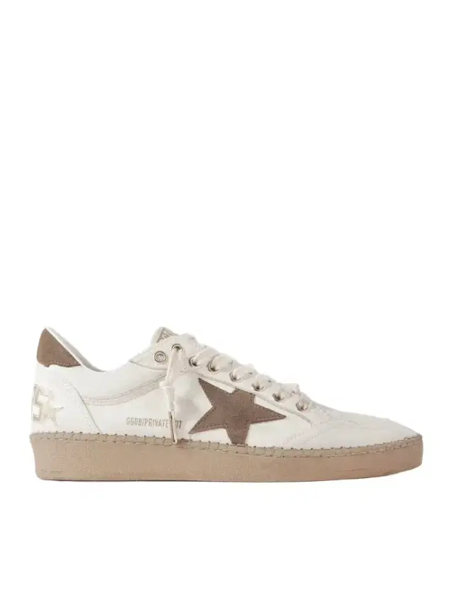 Ball Star Distressed Suede-trimmed Canvas Sneakers