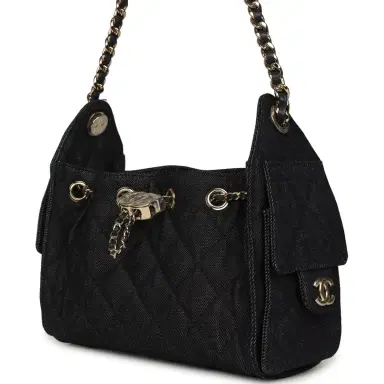 Chanel Chanel Mini 25 Hobo Bag Dark Blue Denim Light Gold Hardware | Thumbnail 5 Chanel Chanel Mini 25 Hobo Bag Dark Blue Denim Light Gold Hardware | Thumbnail 5