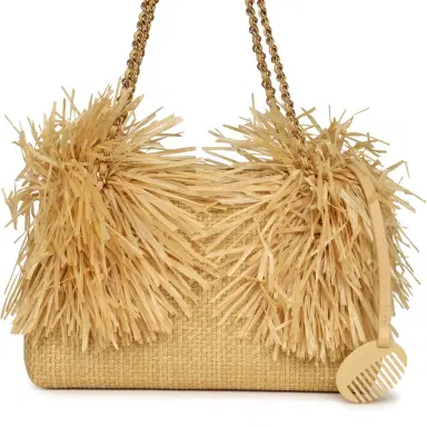 Chanel Chanel Small CC Shopping Bag Beige Braided Raffia Gold Hardware | Thumbnail 1