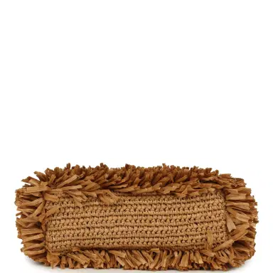 Chanel Chanel Small Fringe Kelly Dark Beige Raffia Wood and Light Gold Hardware | Thumbnail 6
