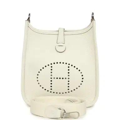 HERMÈS Hermes Evelyne TPM White Clemence Palladium Hardware | Thumbnail 1 HERMÈS Hermes Evelyne TPM White Clemence Palladium Hardware | Thumbnail 1