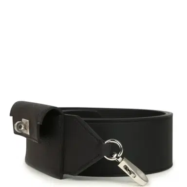 HERMÈS Hermes Kelly Pocket Bag Strap 105CM Black Swift and Epsom Palladium Hardware | Thumbnail 4