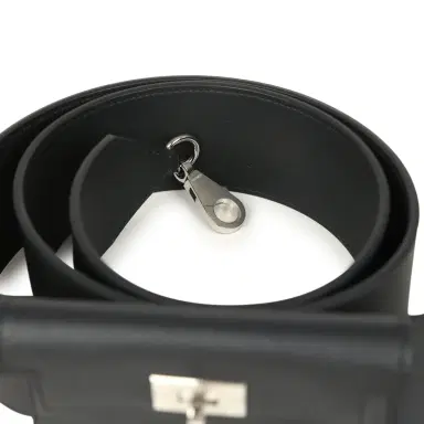 HERMÈS Hermes Kelly Pocket Bag Strap 105CM Black Swift and Epsom Palladium Hardware | Thumbnail 5