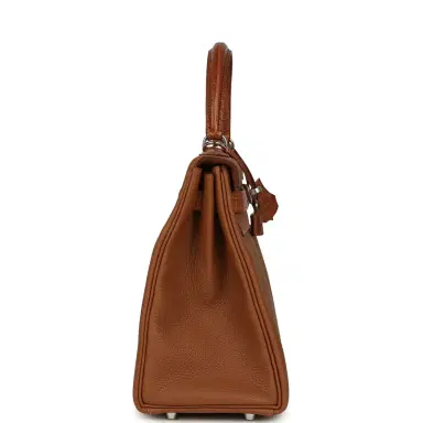HERMÈS Hermes Kelly Retourne 28 Gold Togo and Matte Porosus Crocodile Touch Palladium Hardware | Thumbnail 3 HERMÈS Hermes Kelly Retourne 28 Gold Togo and Matte Porosus Crocodile Touch Palladium Hardware | Thumbnail 3