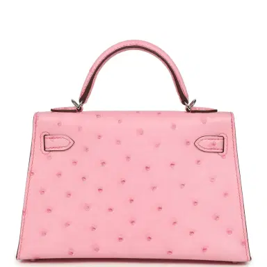 HERMÈS Hermes Kelly Sellier 20 Bubblegum Ostrich Boreal Palladium Hardware | Thumbnail 4 HERMÈS Hermes Kelly Sellier 20 Bubblegum Ostrich Boreal Palladium Hardware | Thumbnail 4
