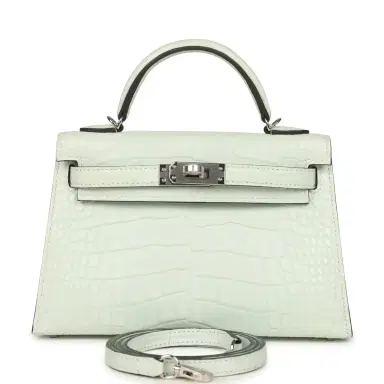 HERMÈS Hermes Kelly Sellier 20 Vert Peppermint Matte Alligator Palladium Hardware | Thumbnail 1 HERMÈS Hermes Kelly Sellier 20 Vert Peppermint Matte Alligator Palladium Hardware | Thumbnail 1