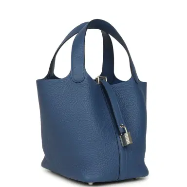 HERMÈS Hermes Picotin Lock 18 Bleu Tie Clemence Palladium Hardware | Thumbnail 2