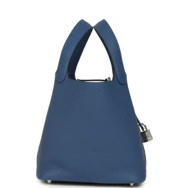 HERMÈS Hermes Picotin Lock 18 Bleu Tie Clemence Palladium Hardware | Thumbnail 3