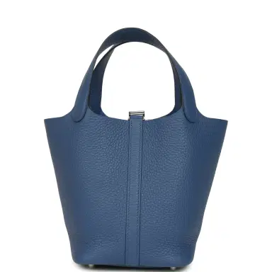 HERMÈS Hermes Picotin Lock 18 Bleu Tie Clemence Palladium Hardware | Thumbnail 4
