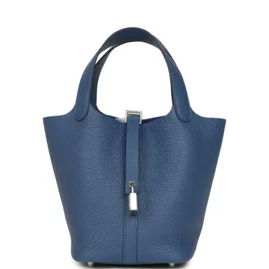 HERMÈS Hermes Picotin Lock 18 Bleu Tie Clemence Palladium Hardware | Thumbnail 1