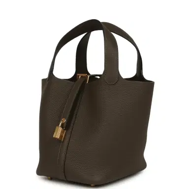 HERMÈS Hermes Picotin Lock 18 Vert Loden Clemence Gold Hardware | Thumbnail 5 HERMÈS Hermes Picotin Lock 18 Vert Loden Clemence Gold Hardware | Thumbnail 5