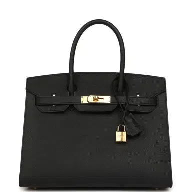HERMÈS Pre-owned Hermes Birkin Sellier 30 Black Epsom Gold Hardware | Thumbnail 1 HERMÈS Pre-owned Hermes Birkin Sellier 30 Black Epsom Gold Hardware | Thumbnail 1