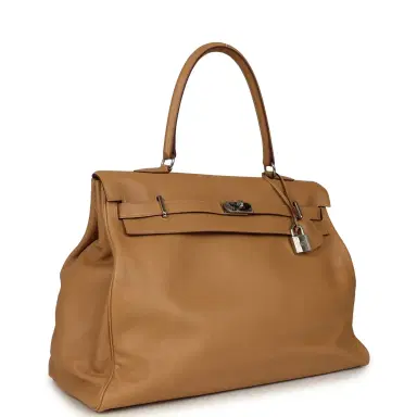 HERMÈS Pre-owned Hermes Kelly Relax 50 Camel Sikkim Palladium Hardware | Thumbnail 2