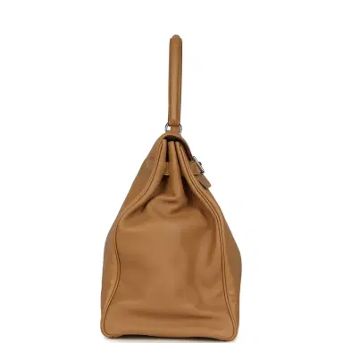 HERMÈS Pre-owned Hermes Kelly Relax 50 Camel Sikkim Palladium Hardware | Thumbnail 3