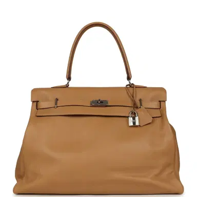 HERMÈS Pre-owned Hermes Kelly Relax 50 Camel Sikkim Palladium Hardware | Thumbnail 1