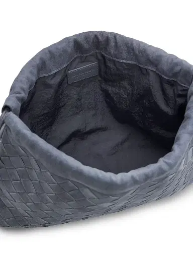 Bottega Veneta Women's Dustbag Medium Intrecciato Suede Shoulder Bag - Cloudy Indigo | Thumbnail 4 Bottega Veneta Women's Dustbag Medium Intrecciato Suede Shoulder Bag - Cloudy Indigo | Thumbnail 4