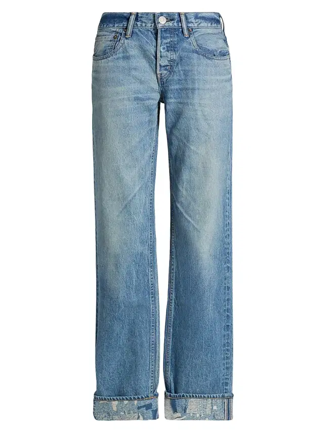 Women's Hopkinton Low-Rise Distressed Cuff Jeans - Blue