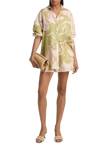 Misa Los Angeles Women's Asher Linen-Blend Shorts - Olive Flora - Size XL | Thumbnail 2 Misa Los Angeles Women's Asher Linen-Blend Shorts - Olive Flora - Size XL | Thumbnail 2