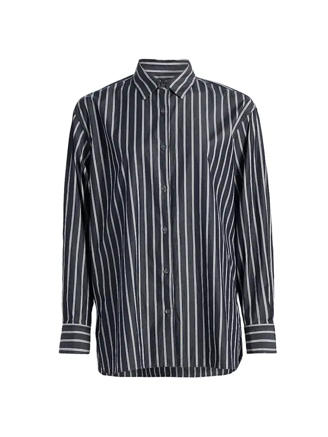 Women's Yorke Stripe Cotton Shirt - Charcoal Stripe