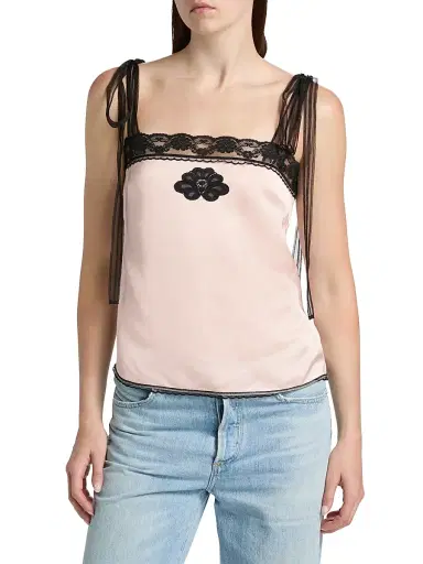 Marc Jacobs Women's Ribbon Strap Satin Top - Blush | Thumbnail 3