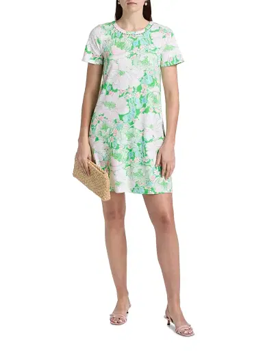 Lilly Pulitzer Women's Floral Cotton Embellished Midi-Dress - Putting Green Poppyland | Thumbnail 2 Lilly Pulitzer Women's Floral Cotton Embellished Midi-Dress - Putting Green Poppyland | Thumbnail 2