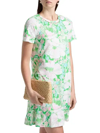 Lilly Pulitzer Women's Floral Cotton Embellished Midi-Dress - Putting Green Poppyland | Thumbnail 4 Lilly Pulitzer Women's Floral Cotton Embellished Midi-Dress - Putting Green Poppyland | Thumbnail 4
