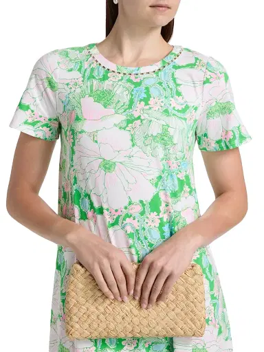 Lilly Pulitzer Women's Floral Cotton Embellished Midi-Dress - Putting Green Poppyland | Thumbnail 6 Lilly Pulitzer Women's Floral Cotton Embellished Midi-Dress - Putting Green Poppyland | Thumbnail 6