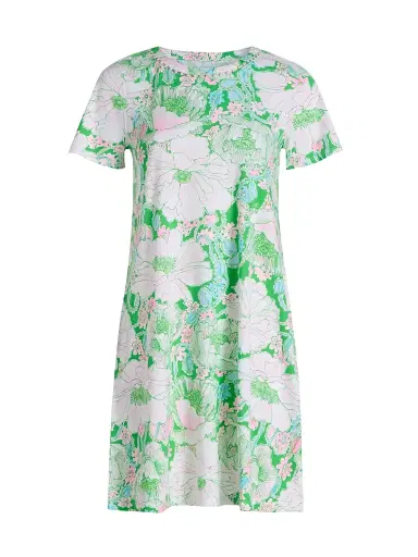 Lilly Pulitzer Women's Floral Cotton Embellished Midi-Dress - Putting Green Poppyland | Thumbnail 1 Lilly Pulitzer Women's Floral Cotton Embellished Midi-Dress - Putting Green Poppyland | Thumbnail 1