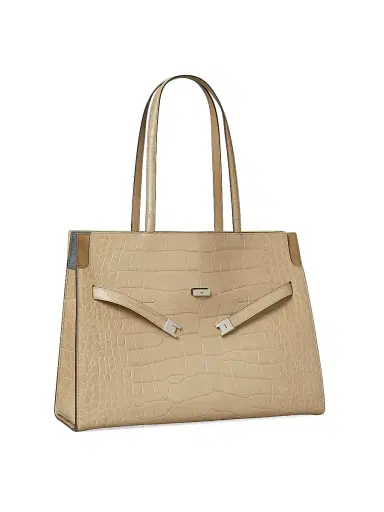 Tory Burch Women's Lee Radziwill Croc-Embossed Leather Tote Bag - Ginger Leaf | Thumbnail 3