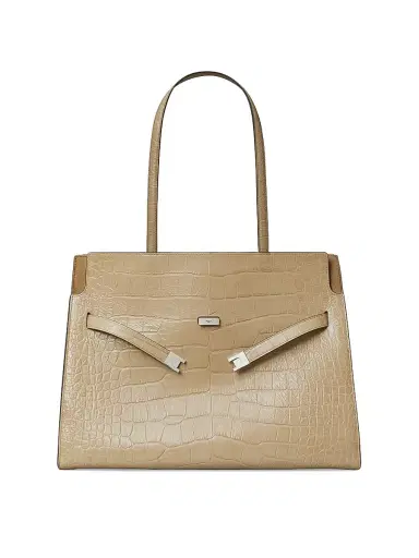 Tory Burch Women's Lee Radziwill Croc-Embossed Leather Tote Bag - Ginger Leaf | Thumbnail 1