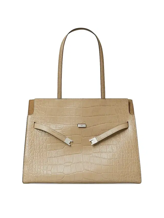 Tory Burch Women's Lee Radziwill Croc-Embossed Leather Tote Bag - Ginger Leaf