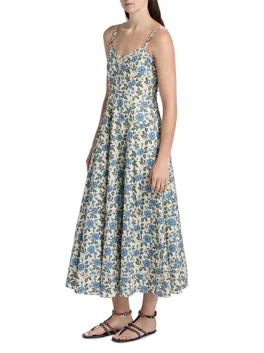 Derek Lam 10 Crosby Women's Adair Floral Double Strap Cotton Midi-Dress - Blue Bell Floral | Thumbnail 4
