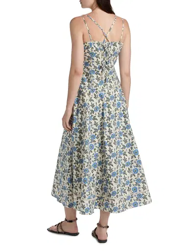 Derek Lam 10 Crosby Women's Adair Floral Double Strap Cotton Midi-Dress - Blue Bell Floral | Thumbnail 5