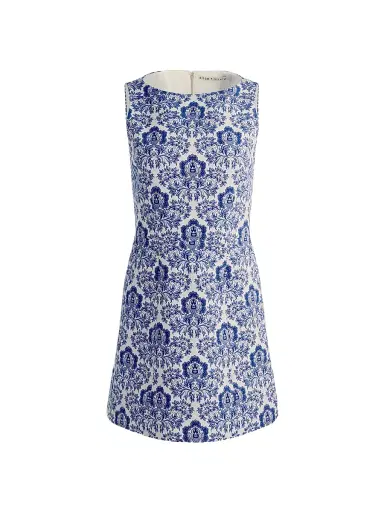 Alice + Olivia Women's Eva Damask A-Line Minidress - Off White Twilight Blue Multi - Size 10 | Thumbnail 1