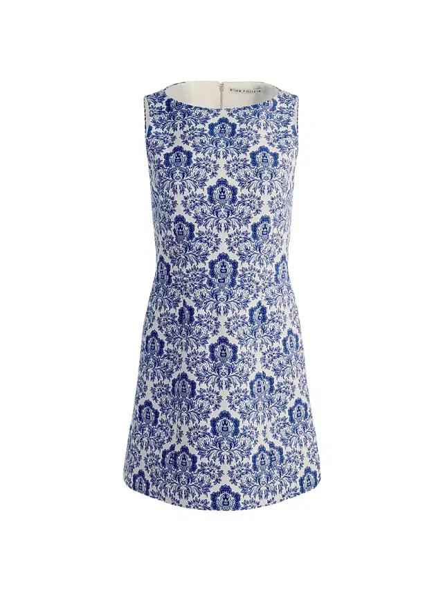 Women's Eva Damask A-Line Minidress - Off White Twilight Blue Multi