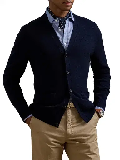 Ralph Lauren Purple Label Men's Cashmere V-Neck Cardigan - Classic Chairman Navy - Size XL | Thumbnail 2