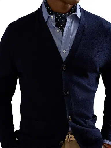 Ralph Lauren Purple Label Men's Cashmere V-Neck Cardigan - Classic Chairman Navy - Size XL | Thumbnail 4