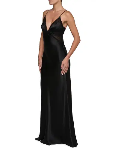 L'Agence Women's Elsa Lingerie Silk Maxi Slipdress - Black - Size 0 | Thumbnail 3