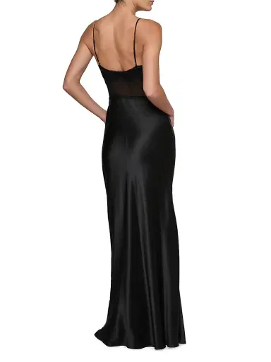 L'Agence Women's Elsa Lingerie Silk Maxi Slipdress - Black - Size 0 | Thumbnail 4