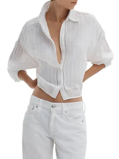 rag & bone Women's Marin Long-Sleeve Combo Shirt | Thumbnail 3
