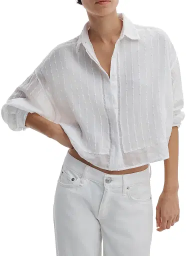 rag & bone Women's Marin Long-Sleeve Combo Shirt | Thumbnail 5