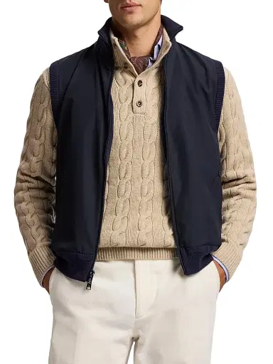 Ralph Lauren Purple Label Men's Hybrid Full-Zip Sweater Vest - Classic Chairman Navy - Size XL | Thumbnail 3