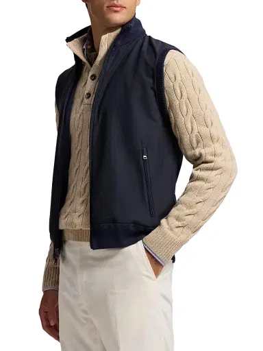 Ralph Lauren Purple Label Men's Hybrid Full-Zip Sweater Vest - Classic Chairman Navy - Size XL | Thumbnail 4