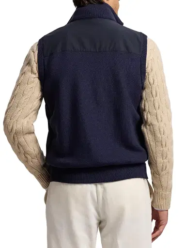 Ralph Lauren Purple Label Men's Hybrid Full-Zip Sweater Vest - Classic Chairman Navy - Size XL | Thumbnail 5